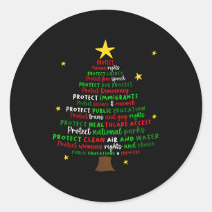 Schützen Sie Demokratie Weihnachtsbaum Feministisc Runder Aufkleber