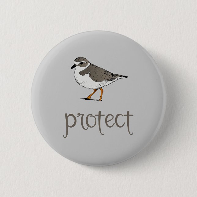 Schützen Sie den Piping Plover-Vogel Button (Vorderseite)