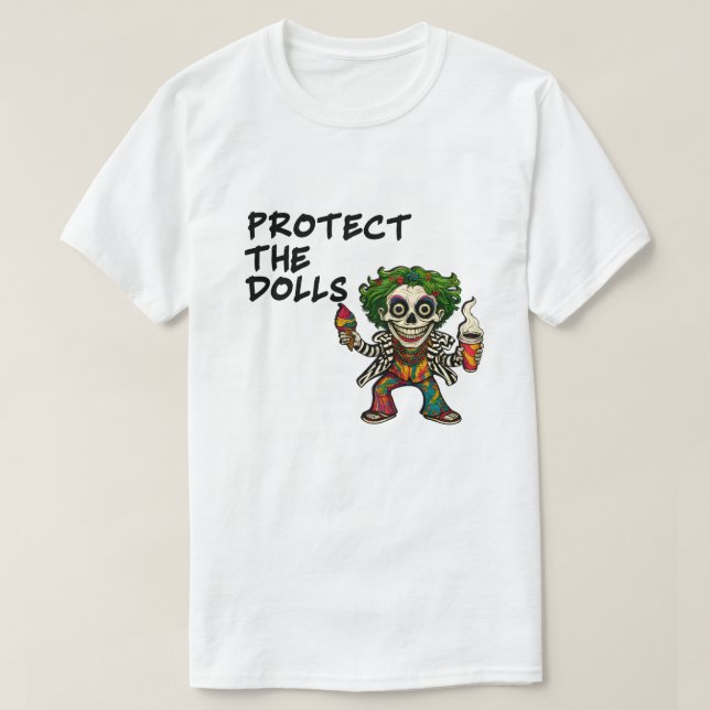 Schützen Sie die Puppen - Creepisches Hippie Clown T-Shirt (Design vorne)