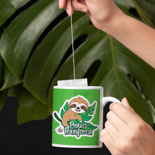 Schützen Sie die Regenwaldflossen-Tasse Kaffeetasse (Encourage others to protect the rainforest with this cute sloth mug! )