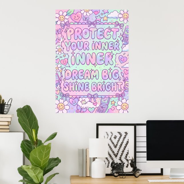 Schützen Sie Ihren Frieden Doodle Art Poster | Sel (Heimbüro)