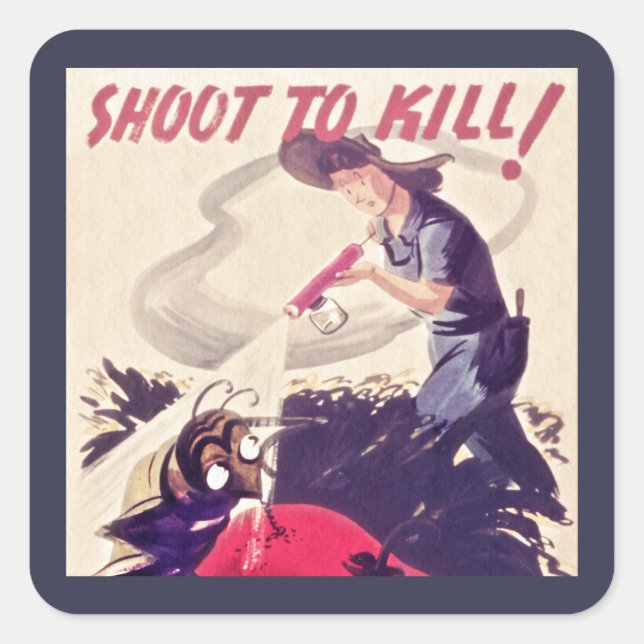 Schützen Sie Ihren Garten vor Bugs Quadratischer Aufkleber (Vorderseite)