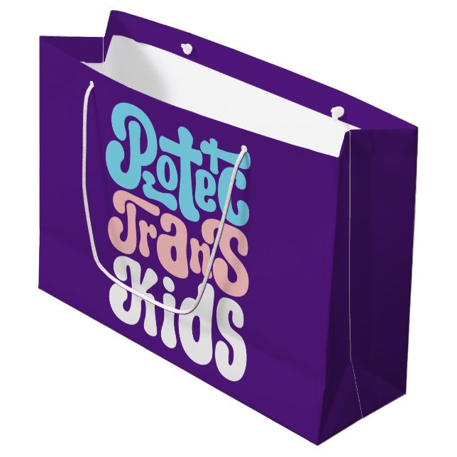 Schützen Sie Trans Kids Geschenktaschen Große Geschenktüte (Vorderseite Schrägansicht)