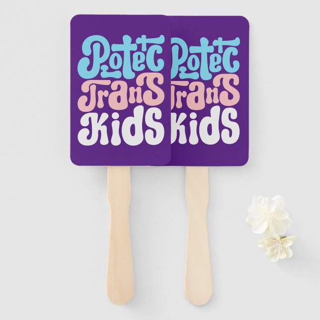 Schützen Sie Trans Kids Hand Fans Fächer (Vorne und Hinten)