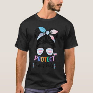 Schützen Sie Trans Kids Messy Bun Lgbtq Trans Prid T-Shirt