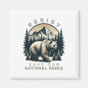 Schützen Sie unsere Nationalparkresidenz Retro Vin Magnet