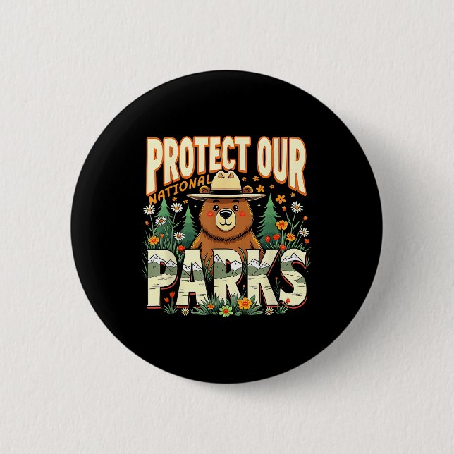 Schützen Sie unseren Niedlichen Ranger Bear Wildli Button (Vorderseite)
