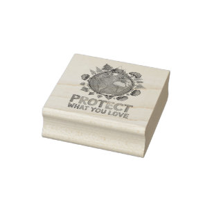 Schützen Sie, was Sie Liebe" Umwelt-Erddesign Gummistempel