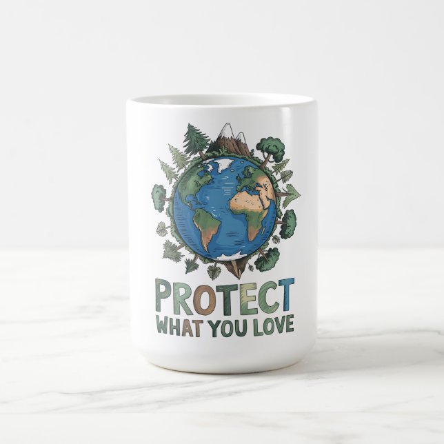 Schützen Sie, was Sie Liebe" Umwelt-Erddesign Kaffeetasse (Mittel)