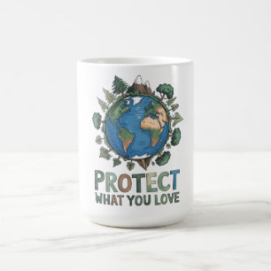 Schützen Sie, was Sie Liebe" Umwelt-Erddesign Kaffeetasse