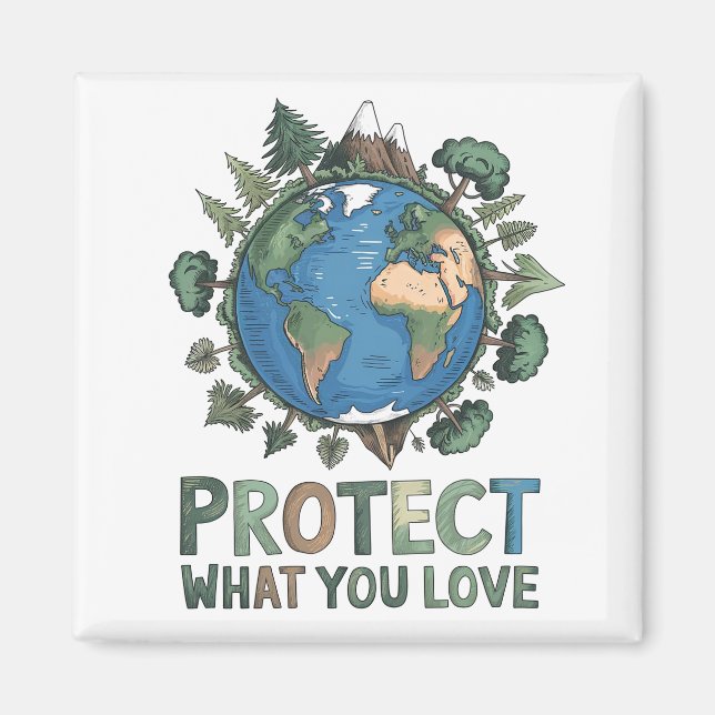 Schützen Sie, was Sie Liebe" Umwelt-Erddesign Magnet (Vorne)