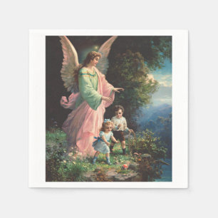 Schutzengel, der Kinder in der Nähe einer Brücke s Serviette