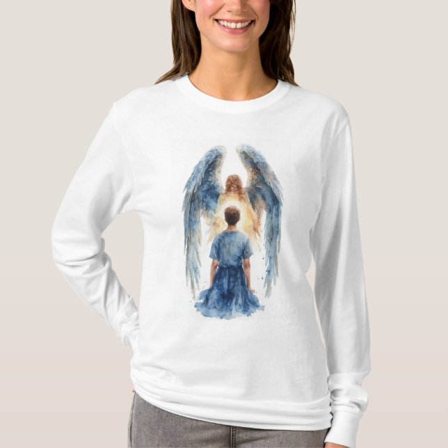 Schutzengel Frauen Langarm T-Shirt (Vorderseite)