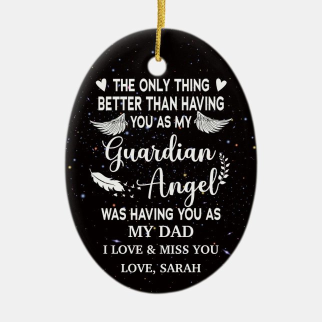Schutzengel für den personalisierten Vater Keramik Ornament (Vorne)