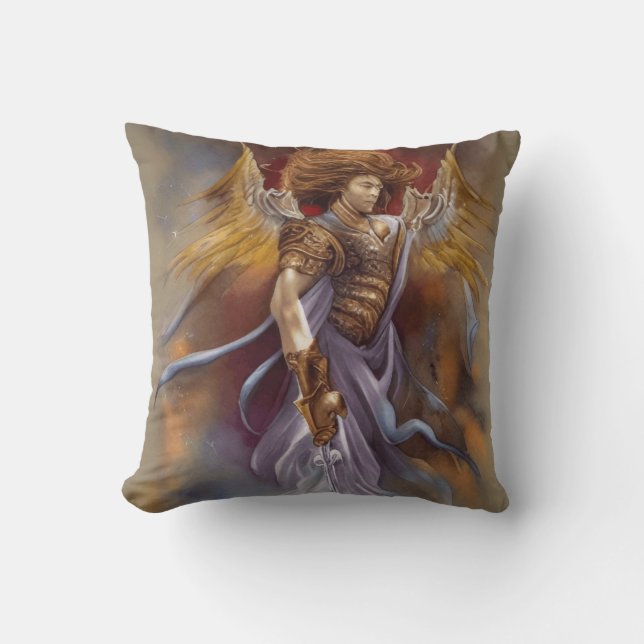 Schutzengel im Aquarelllavender Krieger Kissen (Vorderseite)