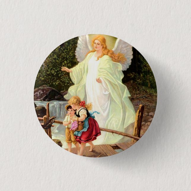 Schutzengel Kinder über Brücke Lindberg  Button (Vorderseite)