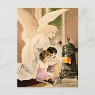 Schutzengel, Kinder und Feuer Postkarte