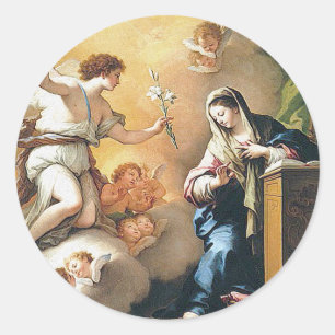 Schutzengel mit Geschenken Runder Aufkleber