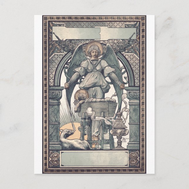 Schutzengel mit Jesuskind Postkarte (Vorderseite)