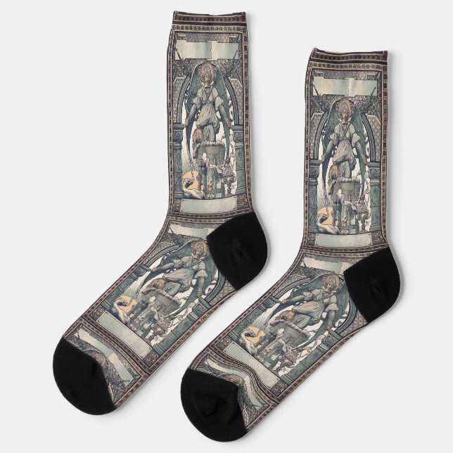 Schutzengel mit Jesuskind Socken (Linkes Detail)