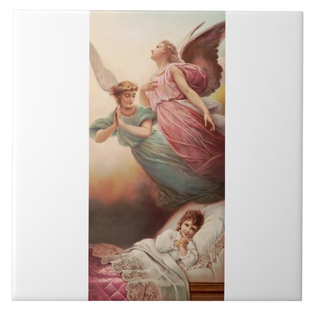 Schutzengel mit Kind Fliese (Vorderseite)