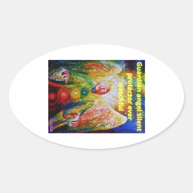 Schutzengel Ovaler Aufkleber (Vorderseite)