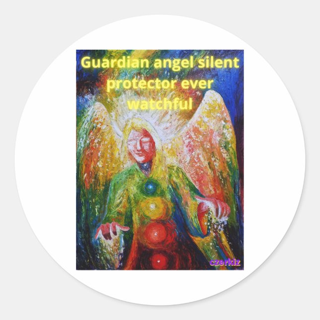 Schutzengel Runder Aufkleber (Vorderseite)