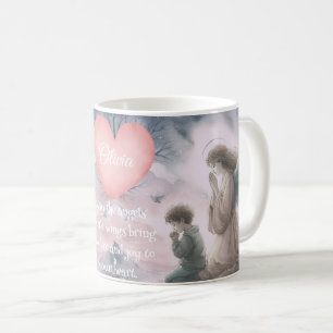 Schutzengel und betendes Kind zusammen Kaffeetasse