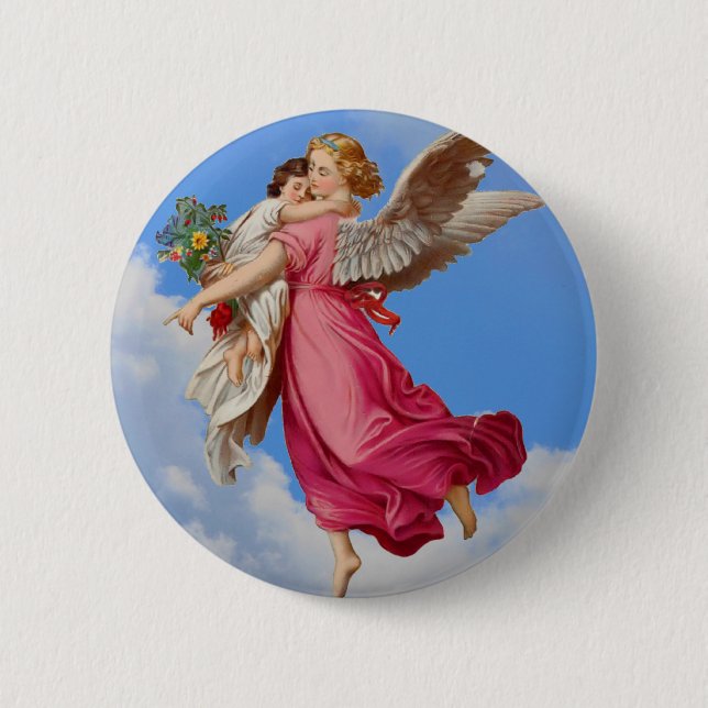 Schutzengel und Kind Knopf Button (Vorderseite)