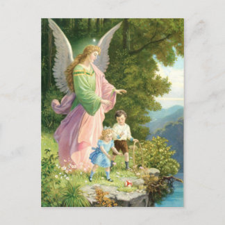 Schutzengel und Kinder Postkarte