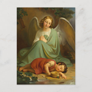 Schutzengel und Schlafende Kind Postkarte