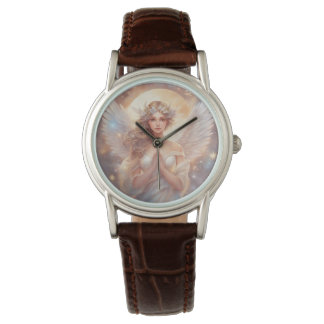 Schutzengel,  wasserfarben pastell Gemälde Armbanduhr