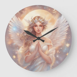 Schutzengel,  wasserfarben pastell Gemälde Große Wanduhr