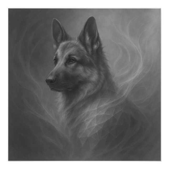 Schutzgeist – Deutsche-Schäferhund-Geometrie Fotodruck (Vorne)