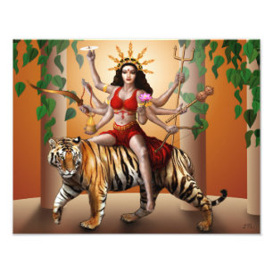 Schutzgöttin Durga Druck, 35,5 cm x 28 cm Fotodruck