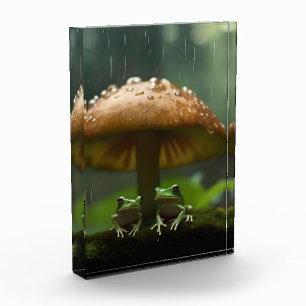 Schutzhütte am Regentag: Frösche, die unter dem Pi Fotoblock