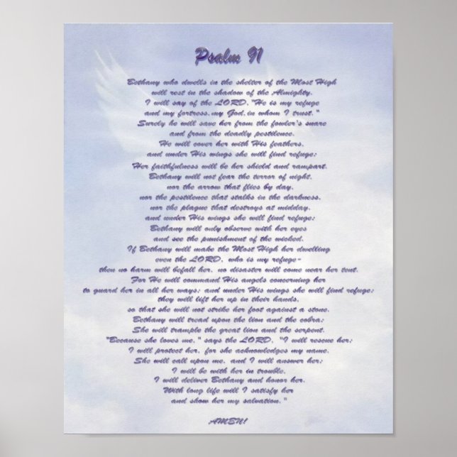 Schutzhütte von Bethany Psalm 91 NIV Poster (Vorne)