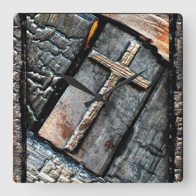 Schutzkreuz Quadratische Wanduhr (Vorderseite)