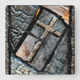 Schutzkreuz Quadratische Wanduhr