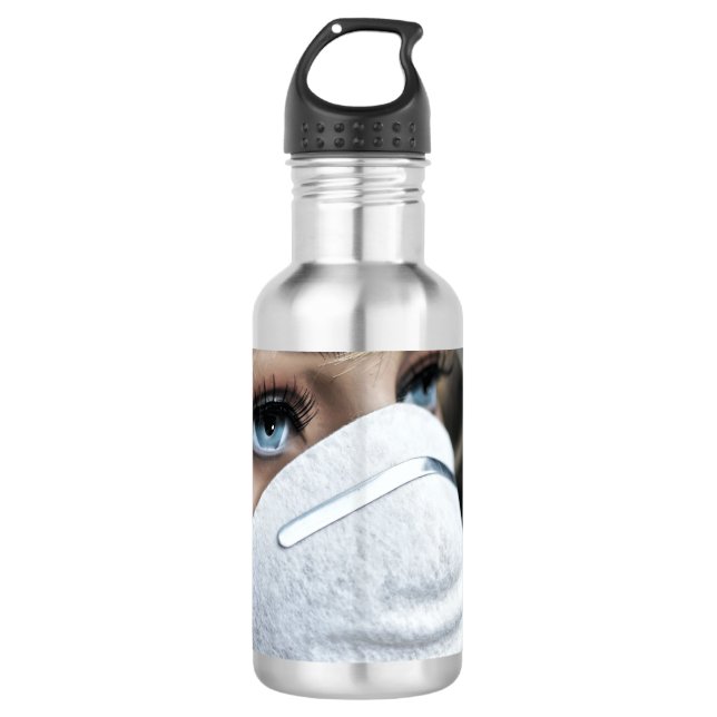 Schutzmaske Corona Edelstahlflasche (Vorderseite)