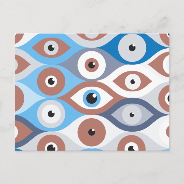 Schutzmuster "Evil Eye" Terrakotta und Blues Postkarte (Vorderseite)