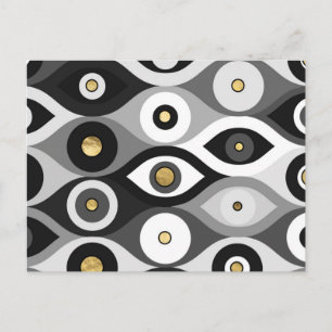 Schutzmuster für das Böse Auge Graustufen und Gold Postkarte