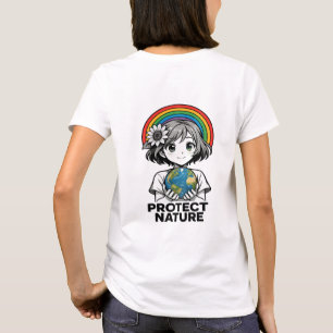 🌈 "Schützt die Erde – Anime Mädchen hält den Plan T-Shirt