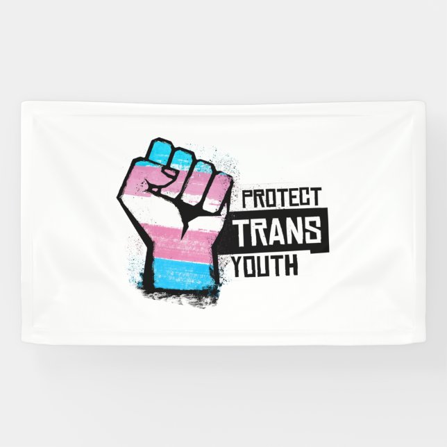 Schützt Trans-Jugendliche - Pride Fist Banner (Horizontal)