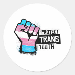 Schützt Trans-Jugendliche - Pride Fist Runder Aufkleber
