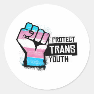 Schützt Trans-Jugendliche - Pride Fist Runder Aufkleber