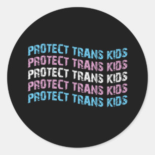 Schützt Trans-Kinder - Trans-Flagge weht Runder Aufkleber