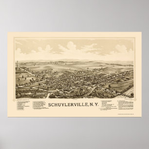 Schuylerville, NY panoramische Karte - 1889 Poster