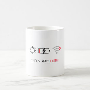 Schwache Batterie Kein WiFi Lade Tech Humor Design Kaffeetasse