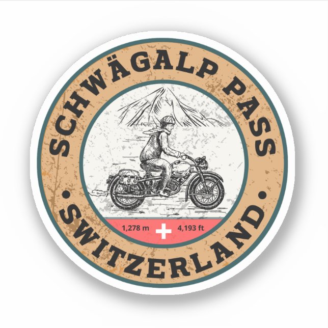 Schwägalp Pass Schweizer Alpen Motorradtour Aufkleber (Vorderseite)